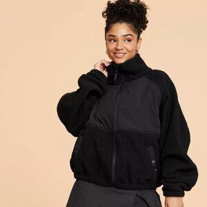 Blogilates Campfire Fleece Full Zip Jacket NWT Black